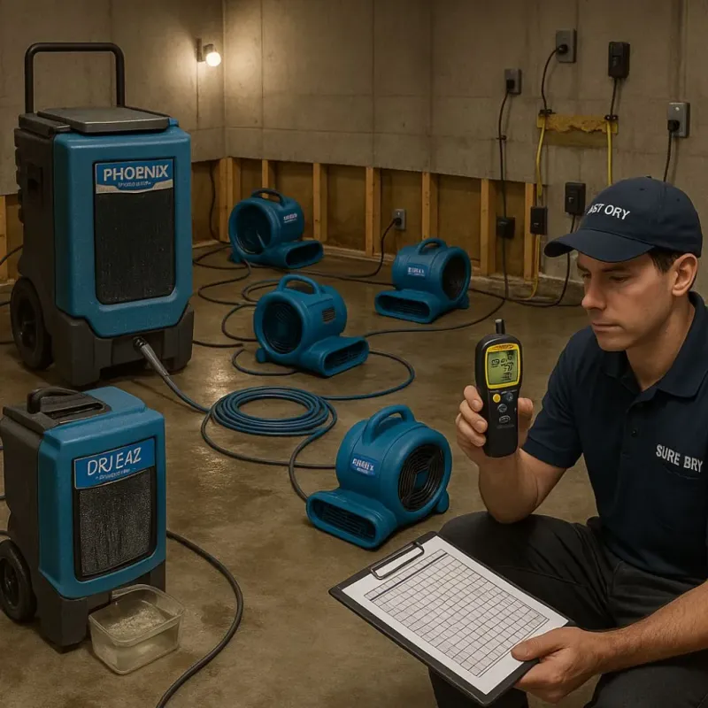 Structural Drying and Dehumidification process in Brewer, ME
